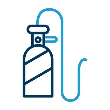 Oksijen tankı renkli simge basit tasarım çizimi