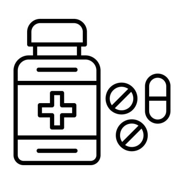 haplar ve kapsüller ikon vektör ana hatları tıbbi