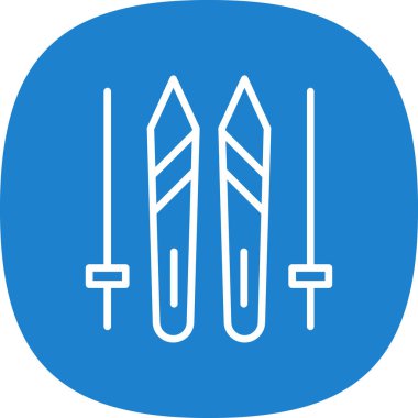 Kayaklar ve çubuklar simgesi, vektör basit illüstrasyon