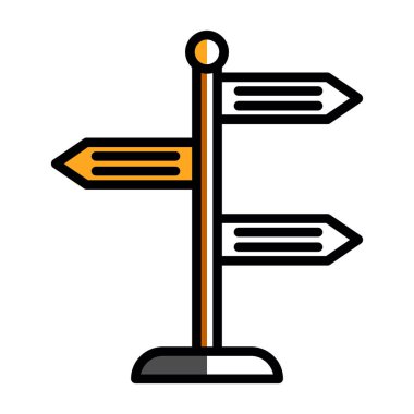 Yön, işaret direği simgesi. Basit vektör illüstrasyonu