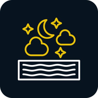 Beyaz arka planda izole edilmiş çizgi ay ve bulut simgesi. Renkli taslak konsepti. vektör.