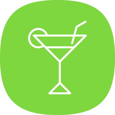 Kokteyl ikonu ya da limonla imzalayıp saman içmek. Vektör illüstrasyonu.