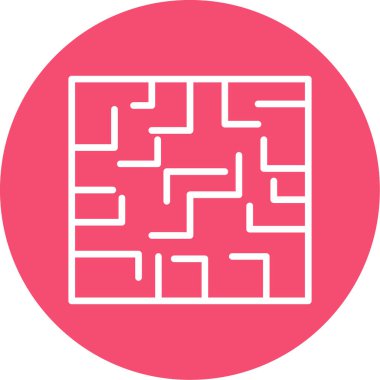 Labirent düz simgesi, vektör illüstrasyonu