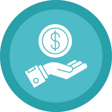 Para biriktir. Web simgesi basit bir illüstrasyon. El ve dolar para sembolü