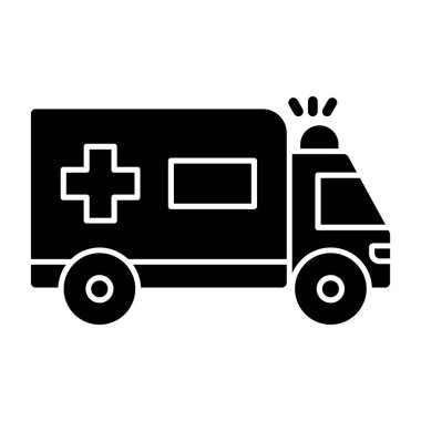 düz ambulans simgesi vektör illüstrasyonu