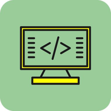 Kod işareti. Kodlama simgesi. vektör illüstrasyonu