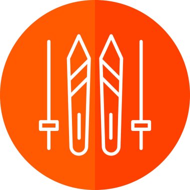 Kayaklar ve çubuklar simgesi, vektör basit illüstrasyon