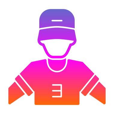 Beyzbol oyuncusu simgesi, vektör illüstrasyonu