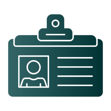 Kimlik kartı simgesi. Web tasarımı için kimlik kartı vektör simgesinin düz çizimi