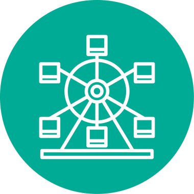 Dönme dolap ağ simgesi, vektör illüstrasyonu 