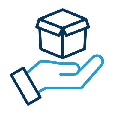 Paket dağıtım servisi simgesiyle kutu