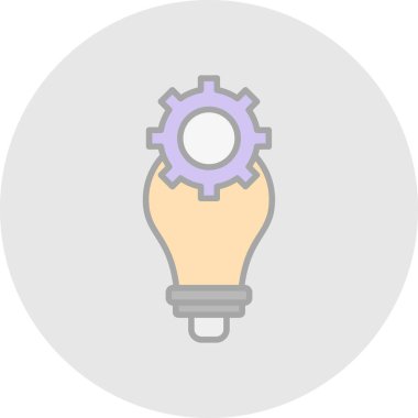 Dişli simgesi olan ampul, vektör illüstrasyon grafik tasarımı