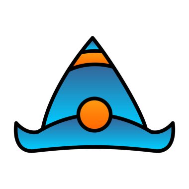 Bir dağ karikatür ikonunun mavi ve turuncu ikonunun basit bir vektör çizimi