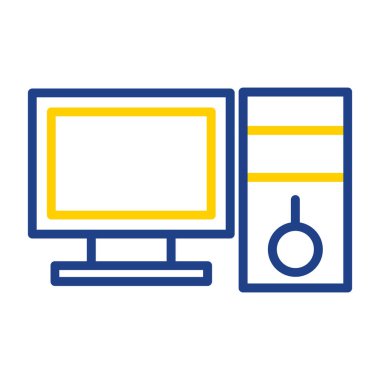 Masaüstü bilgisayar simgesi, vektör illüstrasyonu basit tasarım