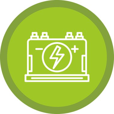 Şimşek simgesi ve vektör illüstrasyonlu elektrik bataryası