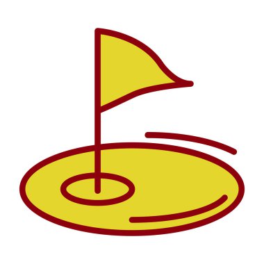 düz Golf bayrağı simgesi, vektör illüstrasyonu