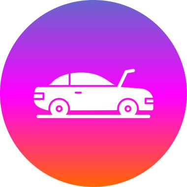 Kaputu açık bir araba. Otomobil servisi. Basit vektör illüstrasyonu 