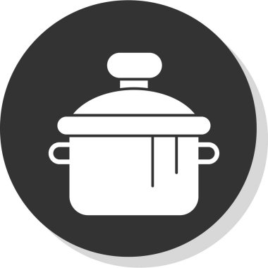 Yemek pişirme vektör simgesi. bicolor düz sembol, koyu gri ve gri renkler, yuvarlak arkaplan,