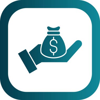 Dolar işaretli el çantası, düz vektör simgesi, yatırım konsepti.