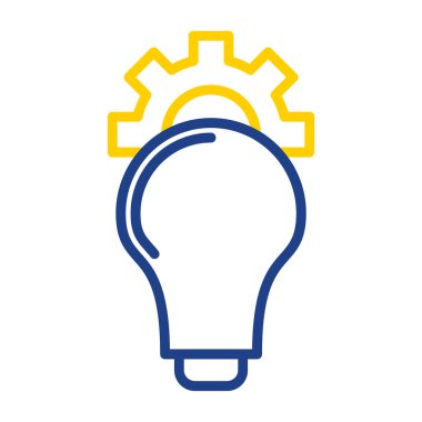 Ampul ve dişli simgesi, vektör illüstrasyonu