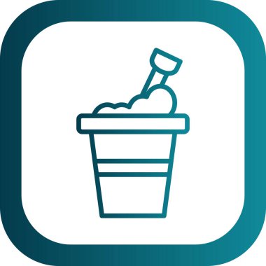 Kum kovası kürek ağ simgesi, basit vektör illüstrasyonu