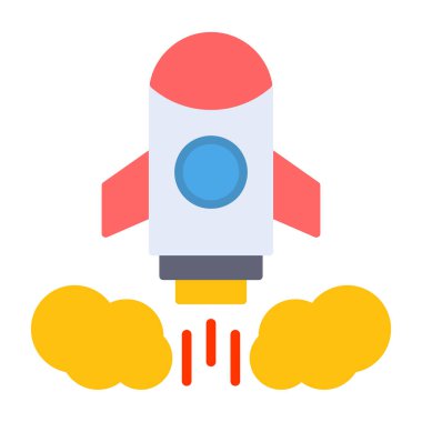 Roket Fırlatma. Web simgesi basit illüstrasyon