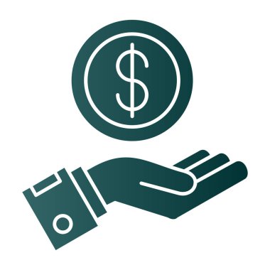 Para biriktir. Web simgesi basit bir illüstrasyon. El ve dolar para sembolü