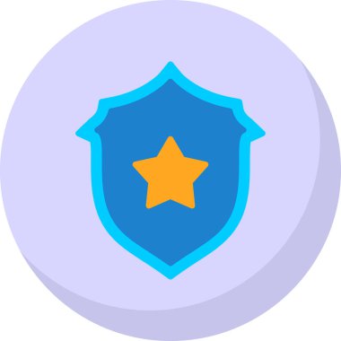 Beyaz arkaplanda izole edilmiş kalkan simgesi ve vektör illüstrasyonu