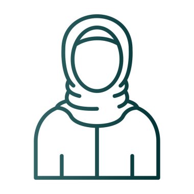 Eşarp simgesi, avatar, vektör illüstrasyon tasarımı olan Müslüman kadın 