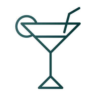 Kokteyl ikonu ya da limonla imzalayıp saman içmek. Vektör illüstrasyonu.