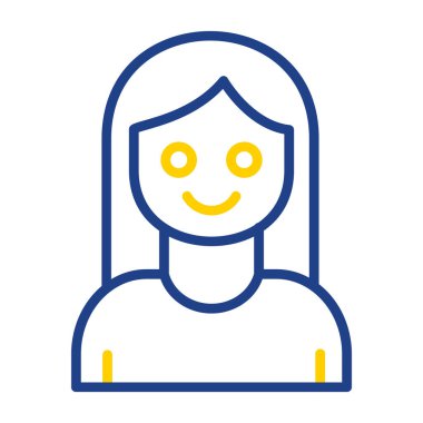 kız düz simgesi, vektör illüstrasyonu