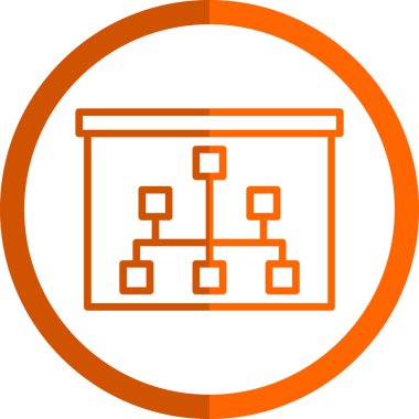 bar grafik vektör simgesi. biçim düz yuvarlak sembol, turuncu renk, yuvarlak açılar, beyaz arkaplan.