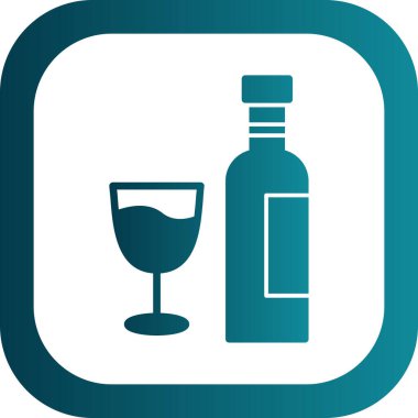 Cam ve şişe ikonu. gölge yansıma tasarımı. vektör illüstrasyonu