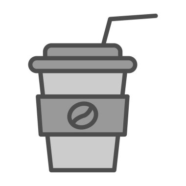 Saman içen kağıt kahve fincanı. Kafe logosu. Vektör.