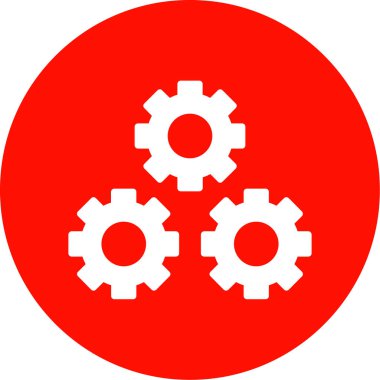 dişli vektör simgesi. bu düz sembol kırmızı renk, yuvarlak açılar ve beyaz arkaplan