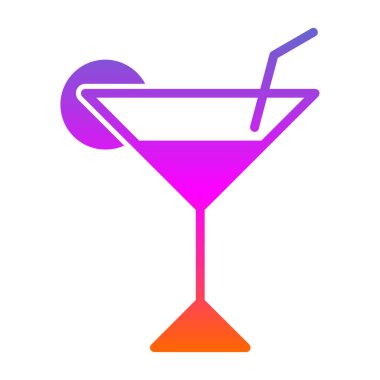 Kokteyl ikonu ya da limonla imzalayıp saman içmek. Vektör illüstrasyonu.