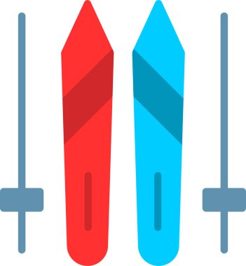 Kayaklar ve çubuklar simgesi, vektör basit illüstrasyon