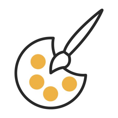 Palet boyama ve boya fırçası simgesi, vektör illüstrasyonu