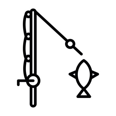 halat ve olta kancası vektör çizgisi simgesi