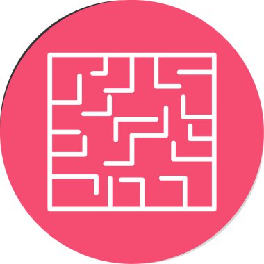 Labirent düz simgesi, vektör illüstrasyonu