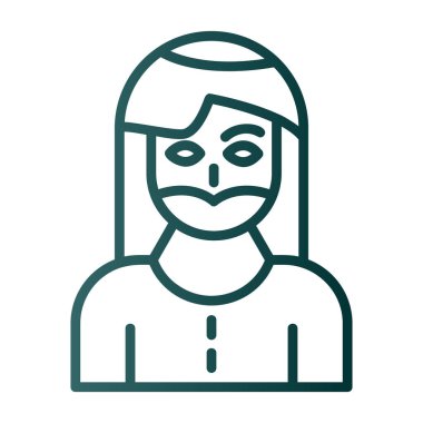 Sakallı kadın simgesi, vektör illüstrasyonu