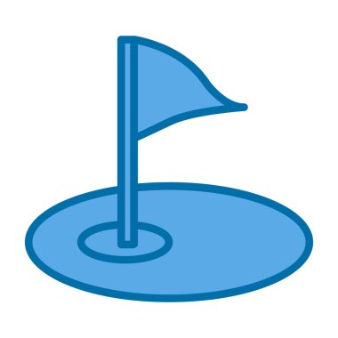 Golf sahası ikonu. Bayrak deliğinde. Vektör izole illüstrasyonu 