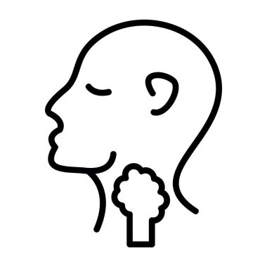 insan beyni çizgi ikon vektör illüstrasyonuna sahip baş