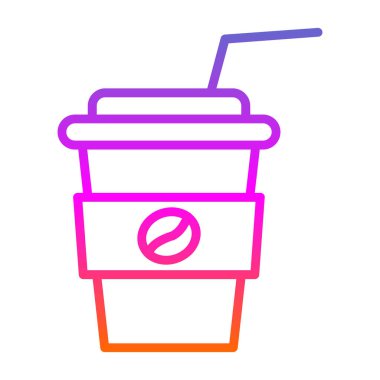 Saman içen kağıt kahve fincanı. Kafe logosu. Vektör.