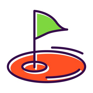 düz Golf bayrağı simgesi, vektör illüstrasyonu