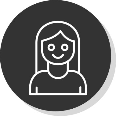 kız düz simgesi, vektör illüstrasyonu