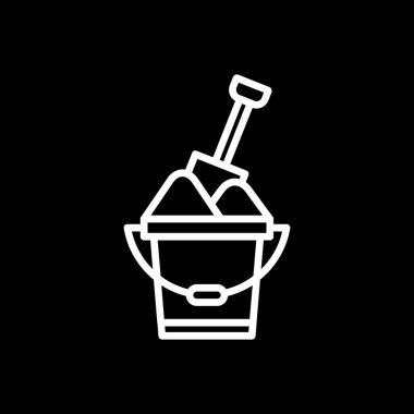 Kum kovası kürek ağ simgesi, basit vektör illüstrasyonu