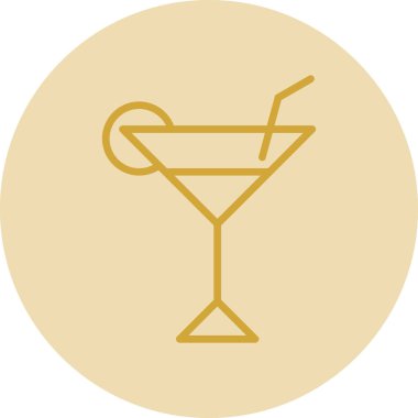 Kokteyl ikonu ya da limonla imzalayıp saman içmek. Vektör illüstrasyonu.