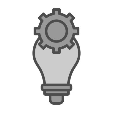 Dişli simgesi olan ampul, vektör illüstrasyon grafik tasarımı
