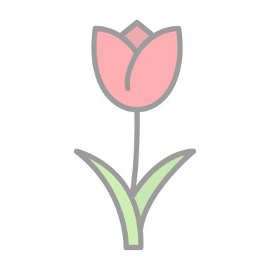 Basit düz lale çiçeği tasarımı çizimi 